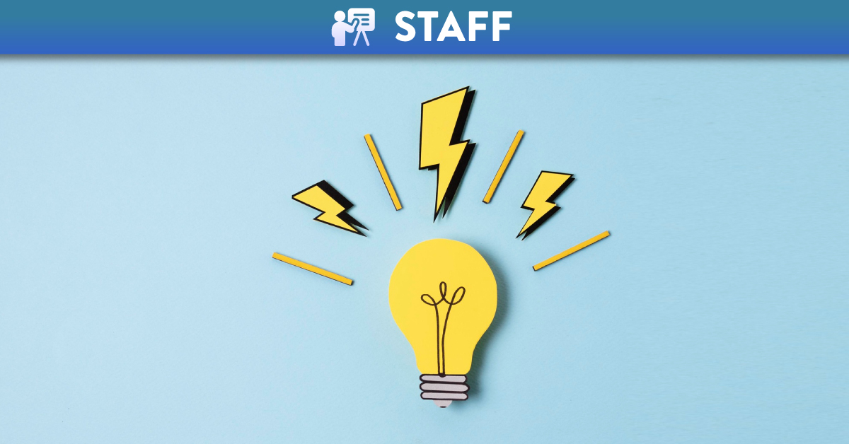 Graphic of a lightbulb with lightning bolts above