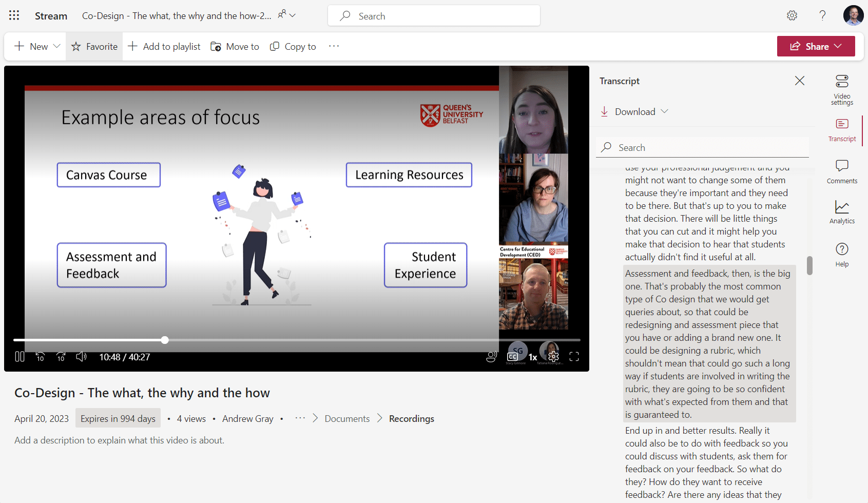 MS Stream Dashboard
