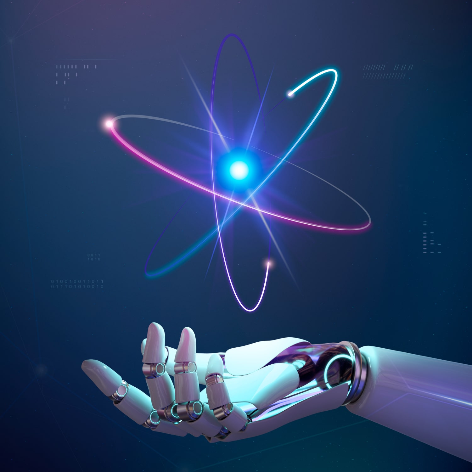 Robot hand holding abstract knowledge