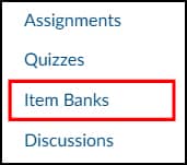 Item Bank menu item
