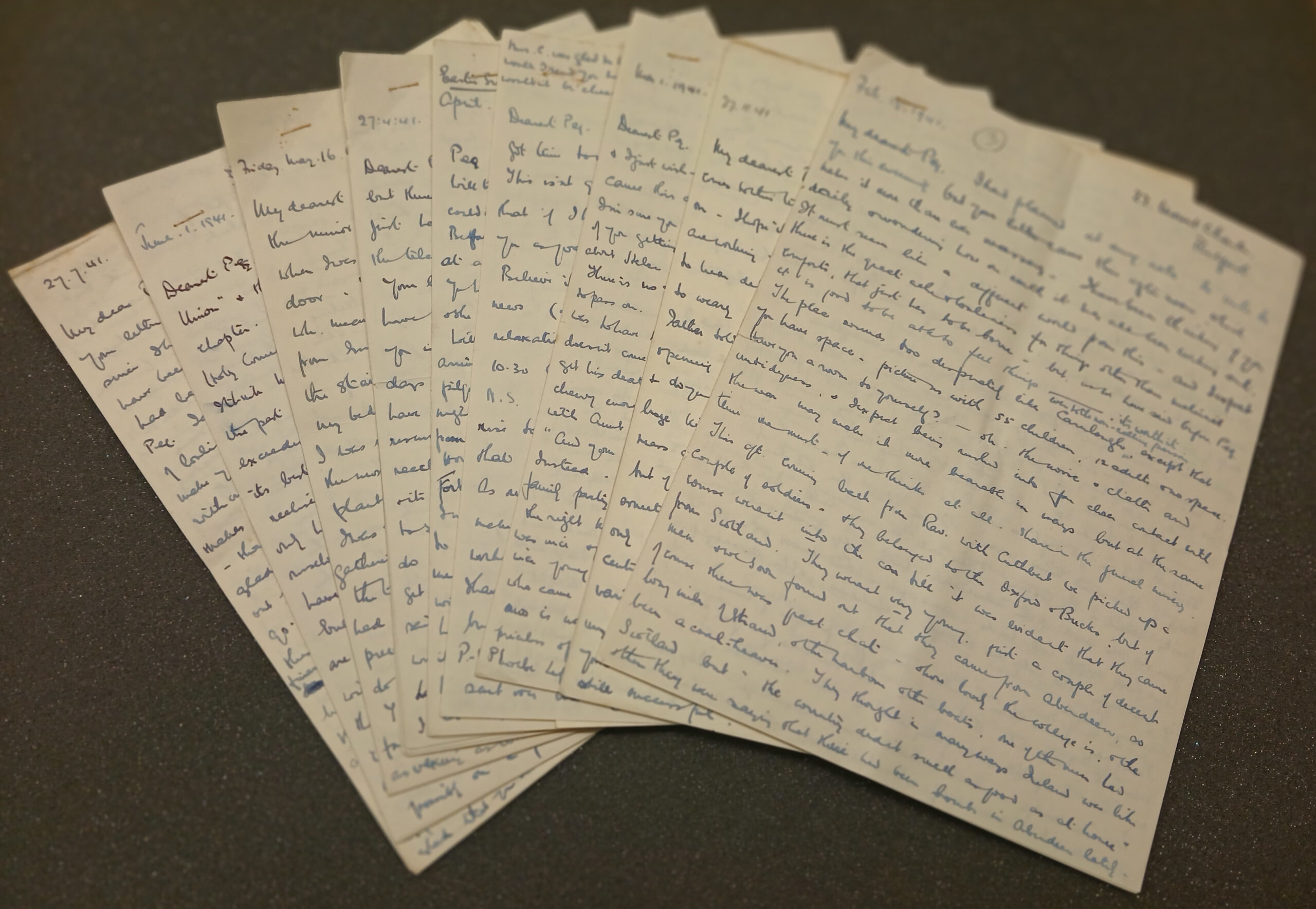Several letters from the McNeill Collection fanned out (MS 39/2)